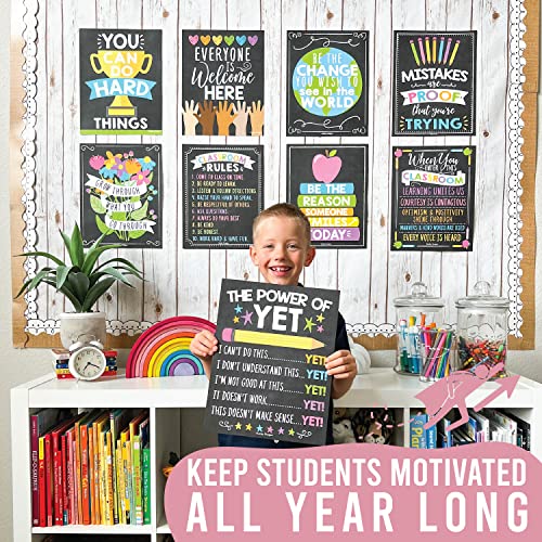 9 Colorful Classroom Decor Signs - Welcome Sign For Classroom Motivational Posters For Classroom Bulletin Board Decorations, Growth Mindset Classroom Posters Elementary, Middle School, Classroom Rules #TOP5