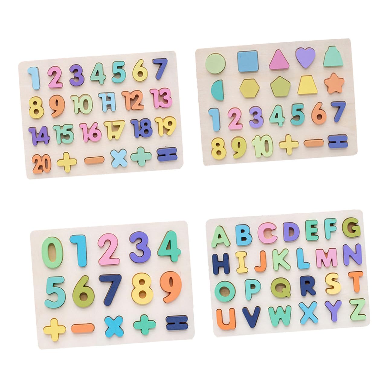 HANABASS Puzzle in Legno Colori Vivaci Gioco Educativo Lettere e Numeri Set di 4 Elementi e Design Semplice per Apprendimento Precoce e Divertimento per Ragazzo Ragazza