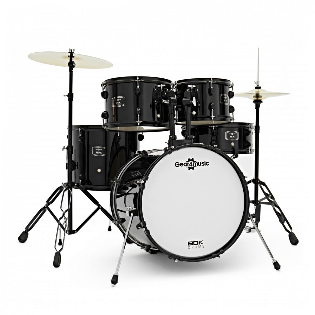 Gear4music Kit de batería acústica BDK-18 Jazz para principiantes, negro