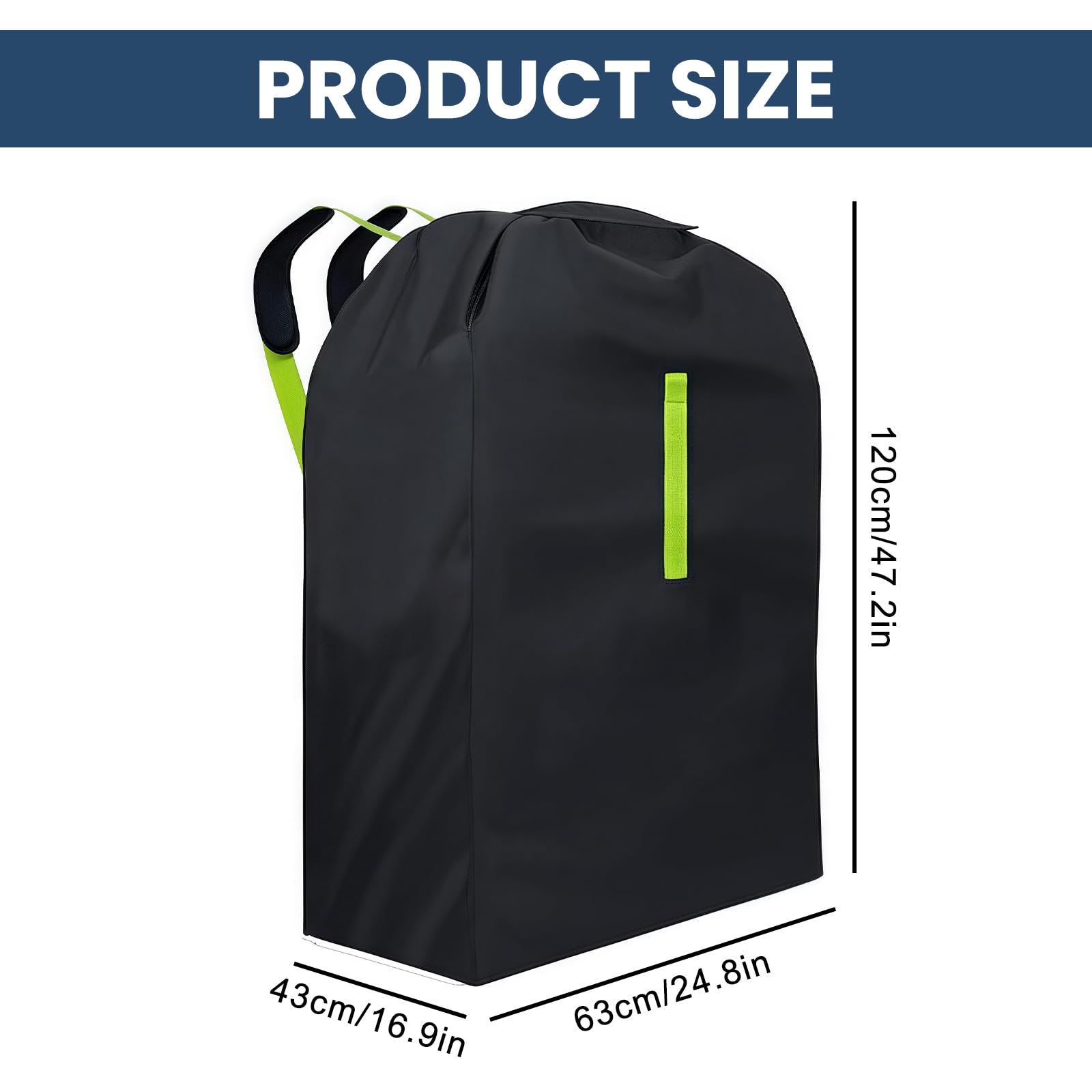 Torba transportowa do wózka dziecięcego, Gate Check torba podróżna z plecakiem, na wózek dziecięcy, fotelik dziecięcy Buggy – 120 x 63 x 43 cm – czarna