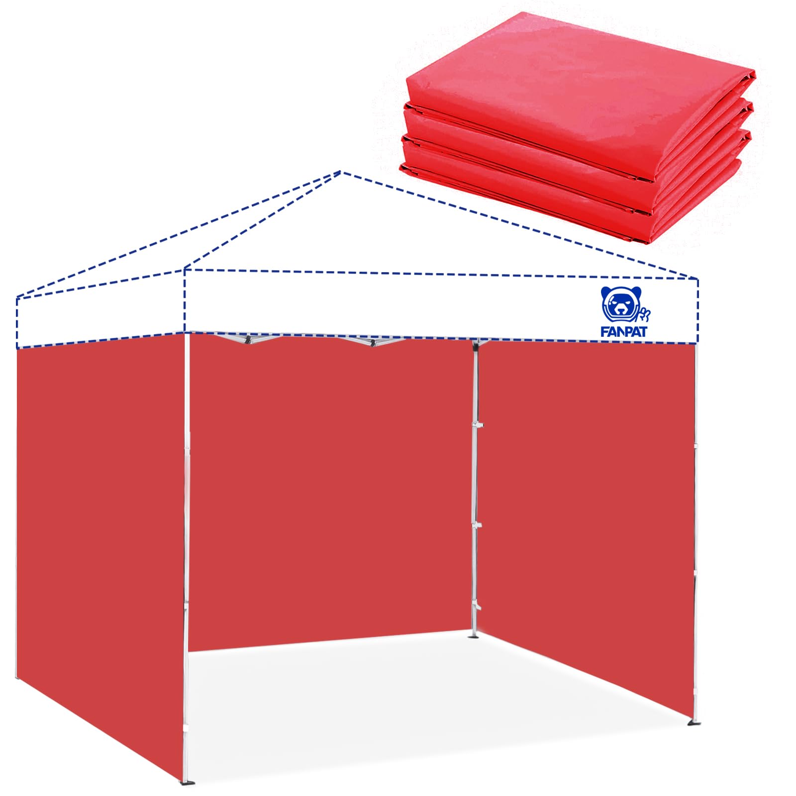 FANPAT Sidewalls for 10x10 Pop Up Canopy, Red (3Pcs Sidewalls Only)