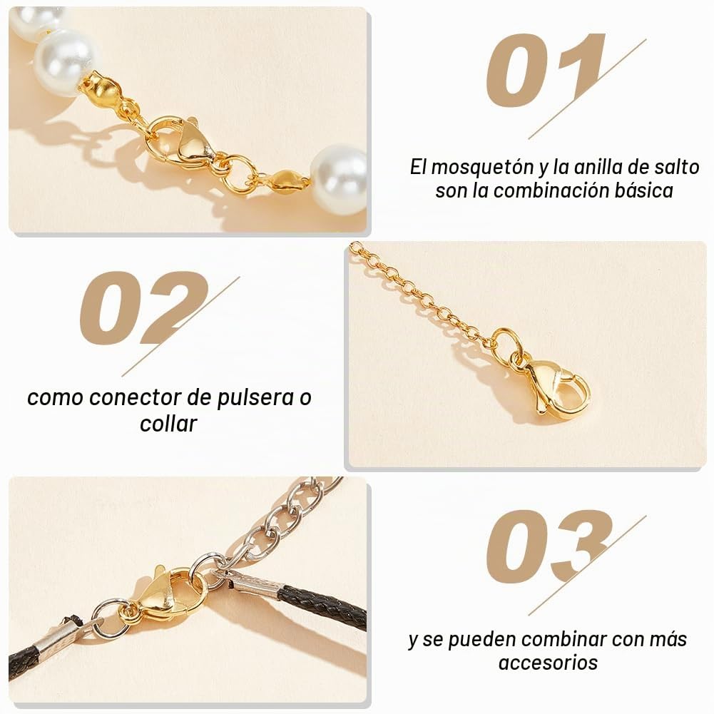 PH PandaHall 100 cierres de mosquetón de acero inoxidable 304, chapados en oro de 24 quilates, cierres de cierre de pulsera de 11 x 7 mm, conector de gancho de mosquetón para pendientes, pulseras