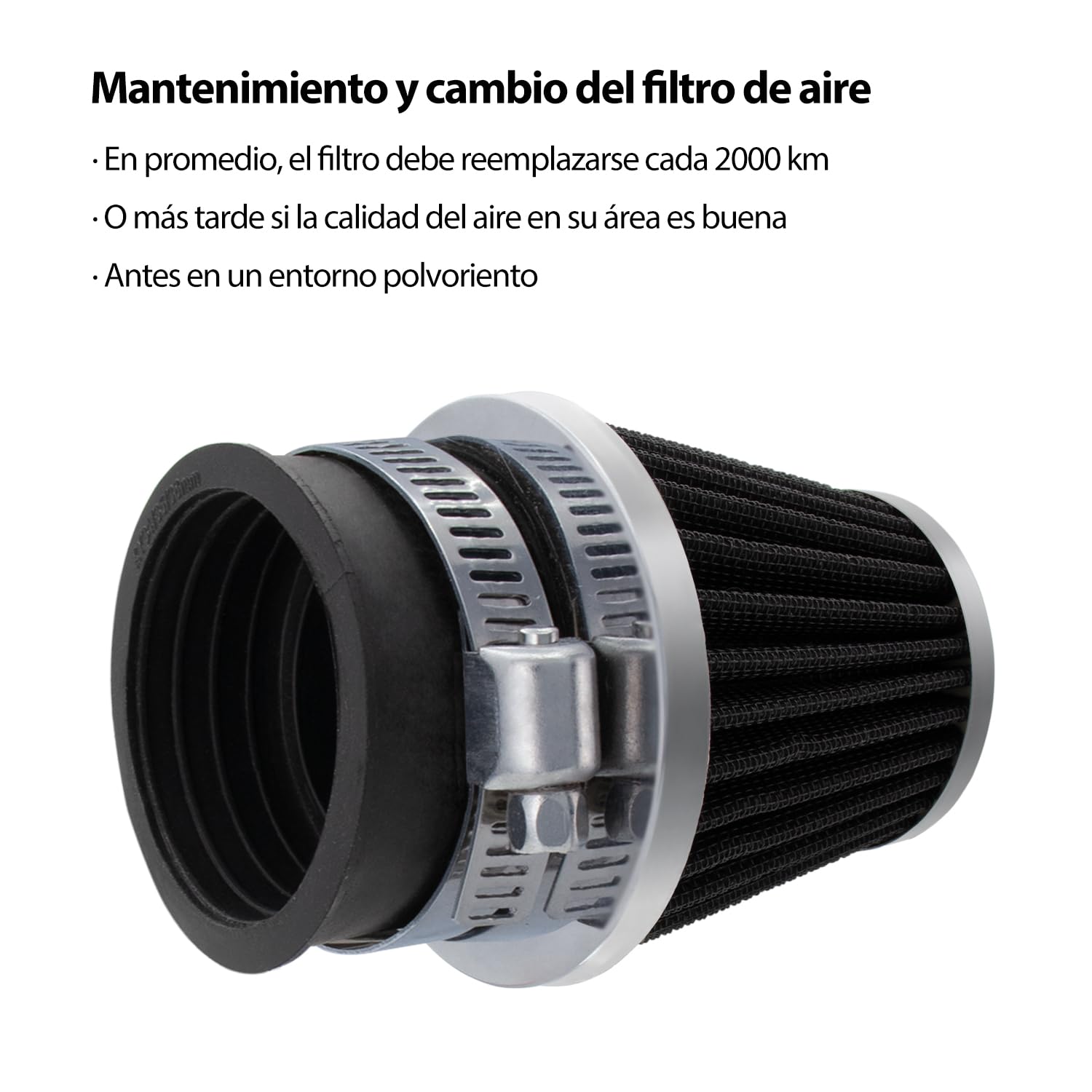 1PZ ES9-AF2 2 Filtros de aire para moto Universal 48mm 49mm 50mm Kit de filtro de admisión de aire para Motos todoterreno ATV Scooter Cuatrimoto Dirt Pit Bike 50cc 110cc 125cc 150cc (2 piezas, negro)