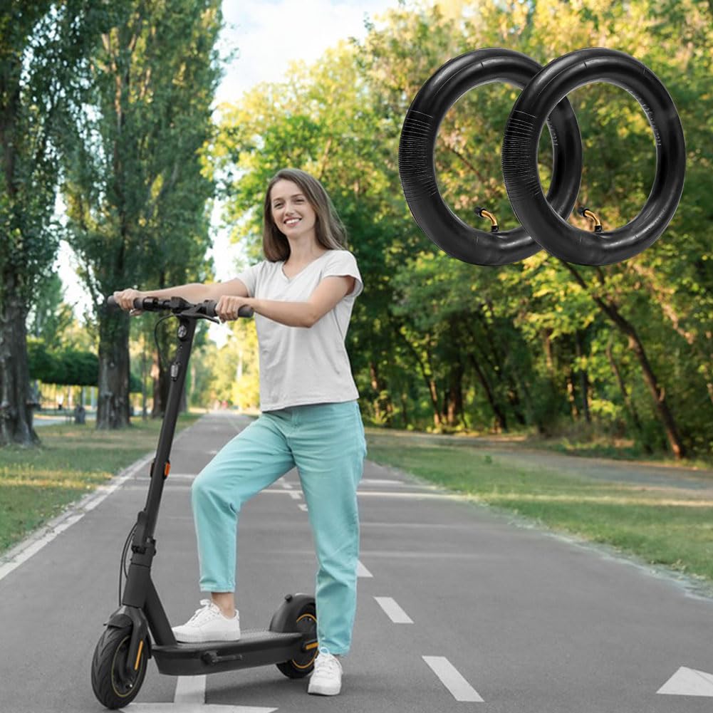 Opony 10 X 2.5, 2 sztuki Opony do skutera elektrycznego, rurki zamienne do skuterów elektrycznych, wzmocnione, do zamontowania na kole przednim/tylnym z 2 uchwytami montażowymi