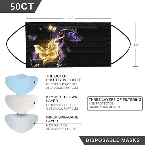 Miniatura 6 de 50 cubrebocas de mariposa, tela de protección de 3 capas, diseño de mariposa de verano para adultos y niños, regalo de fiesta al aire libre