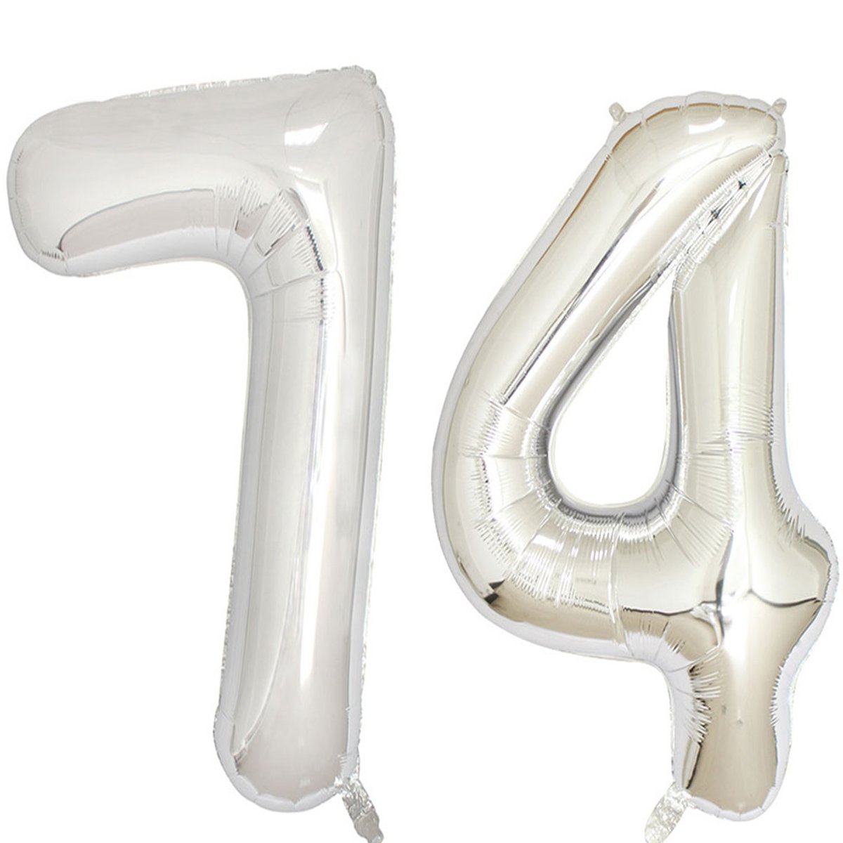 40 Inch Silver Foil Number 74 Balloons - Jumbo Helium Birthday Decorations