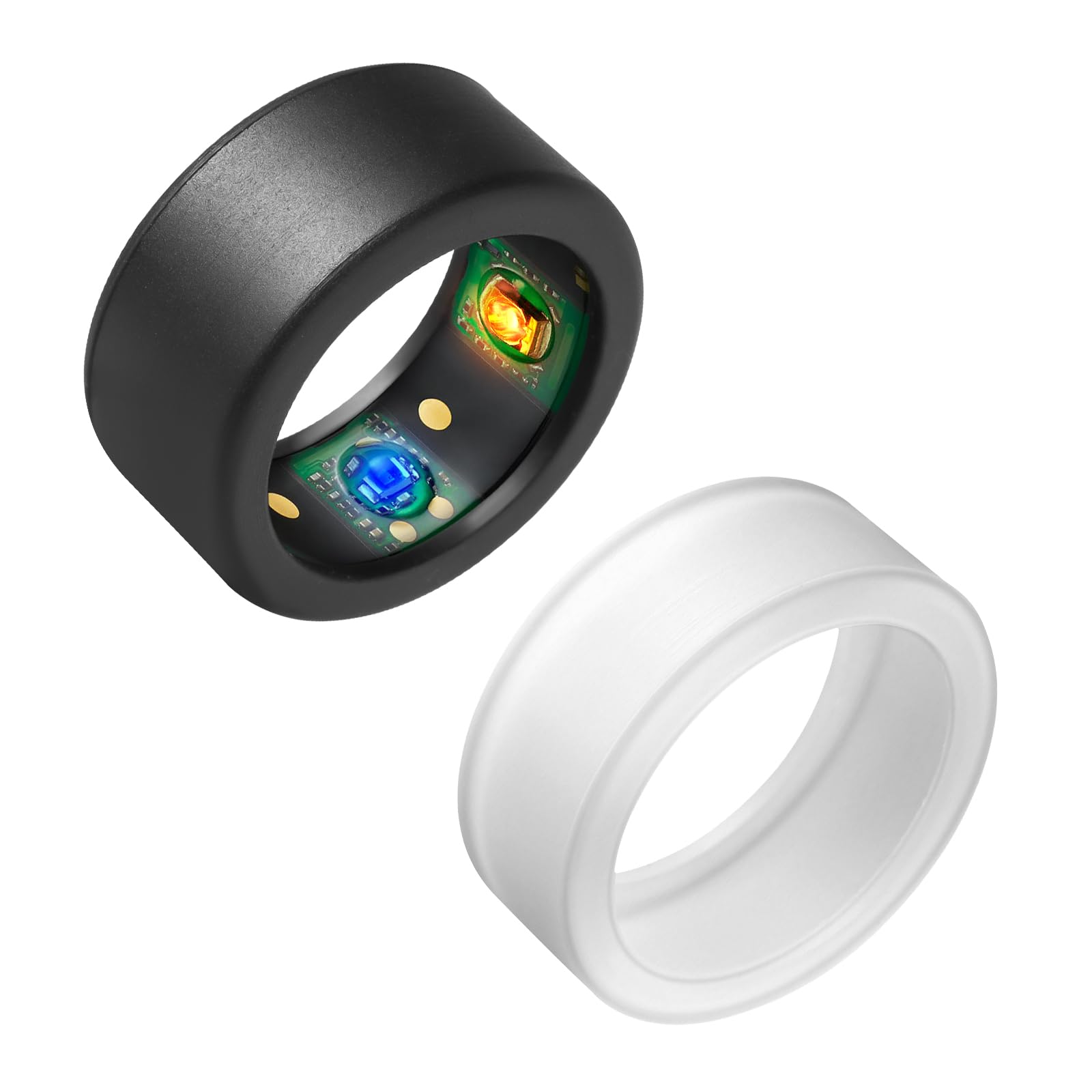 Generic Ring Cover for Oura Ring Protector, Silicone Ring Cover for Gym/Workouts 2-Pack (M 11/12/13, Clear & Black)