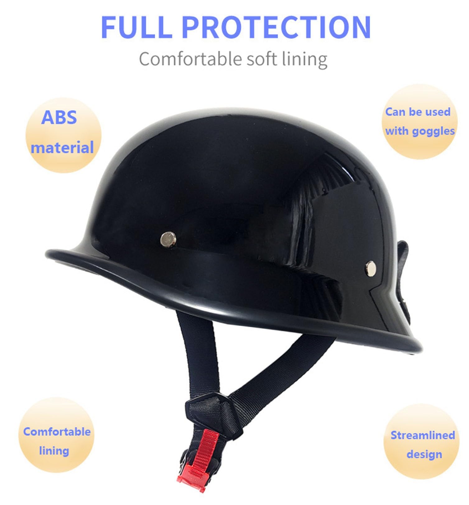 Halbschalenhelm Mit ECE-Zulassung Vintage Motorradhelm Baseball Cap Cruiser Chopper Scooter Helm Herren Retro Motorrad Halbhelm Damen Mofa Helm mit Brille(2,M=57~58cm)
