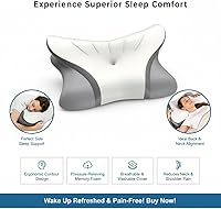 Vista 8 de Almohada cervical para el cuello para aliviar el dolor: almohada ergonómica de espuma viscoelástica para dormir, almohada ortopédica de apoyo