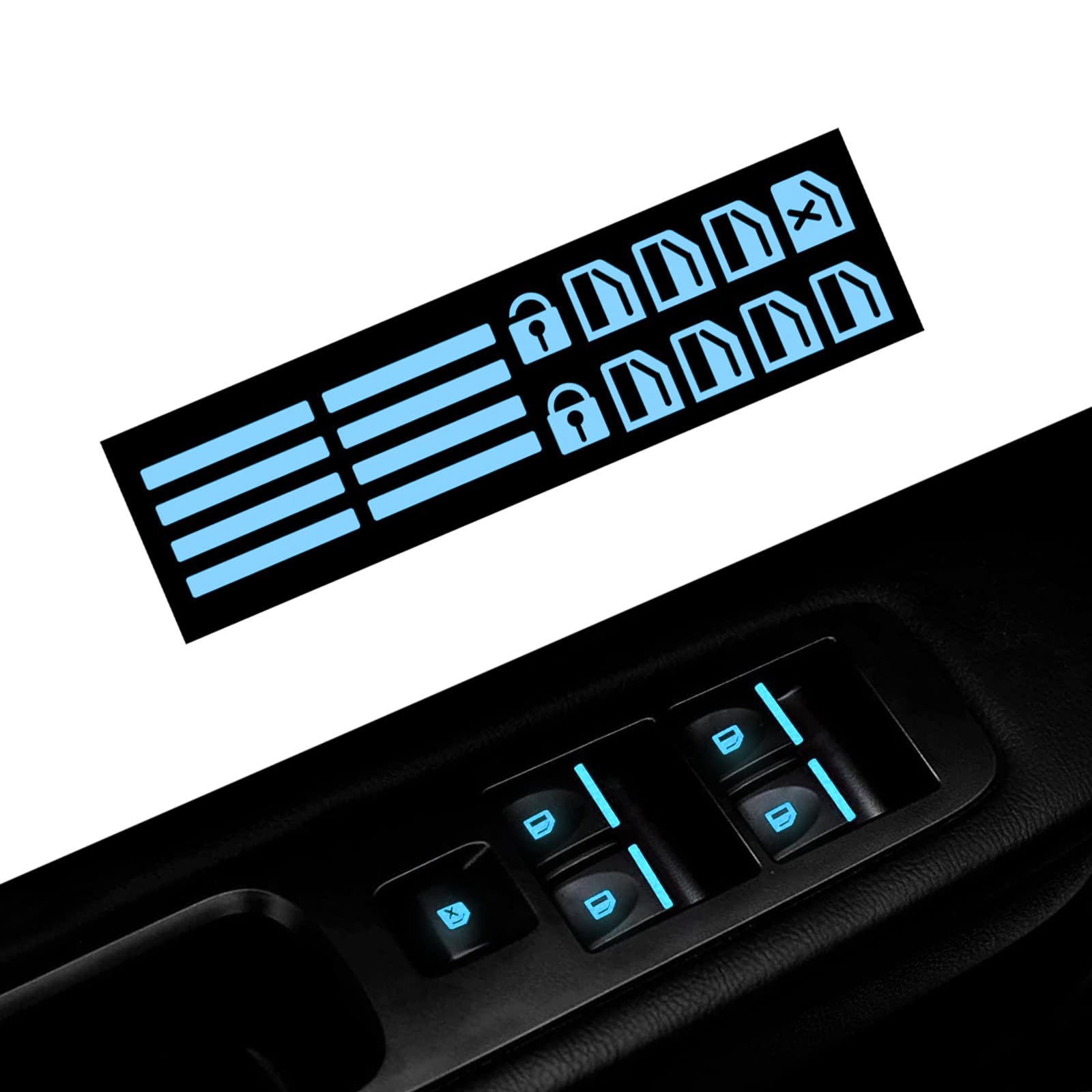 Car Control Switch Luminous Sticker, A Set of 20 Decorative Decals, Car Night Safety Glowing Decals, for Most Cars Modified Decorative Sticker (Fluorescence Blue)