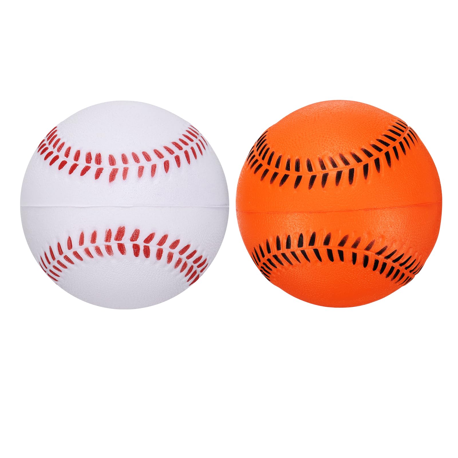 YELARXI Soft Sponge Foam Baseballs, PU Solid Baseballs Training Practice Ball 9" & 2 Pack & White/Orange-Fitting for (Daily Practice/Fun Sports/Competition)