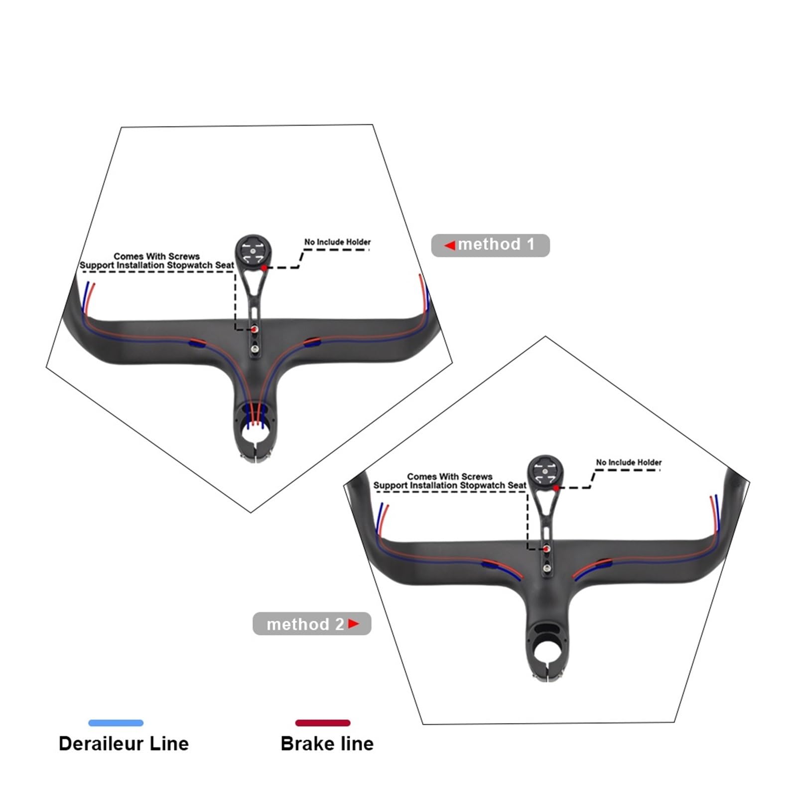 Ultralekkie rowery szosowe z włókna węglowego, kierownica rowerowa z włókna węglowego, zintegrowana kierownica rowerowa 400/420/440 mm, UD, matowa kierownica rowerowa (bez logo, 440-100)