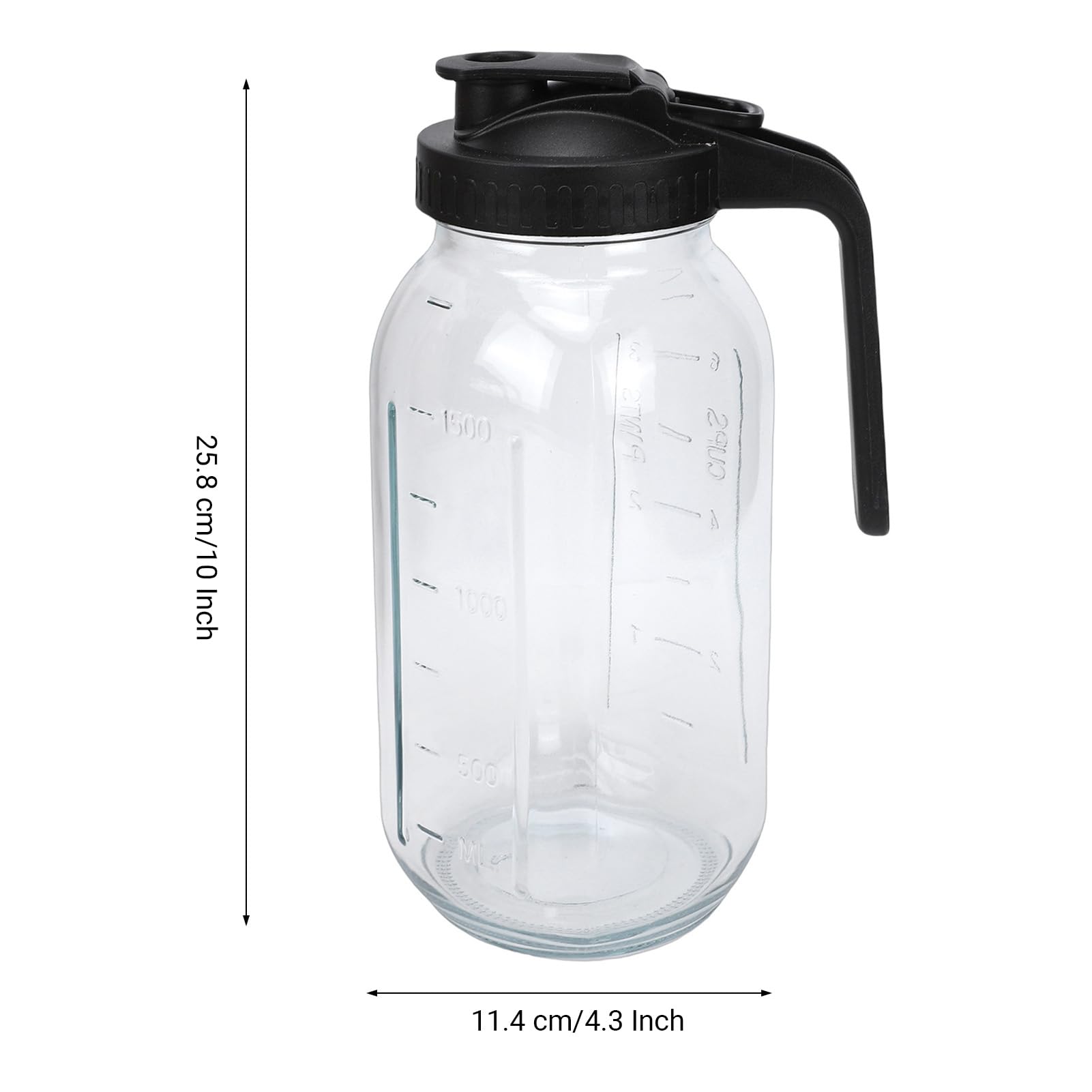 Pichet en Verre avec Couvercle Rabattable, 2 Pièces, Joint d'étanchéité étanche, Bec Large pour thé glacé, Infusion Froide, Jus de thé au Soleil (64 onces)