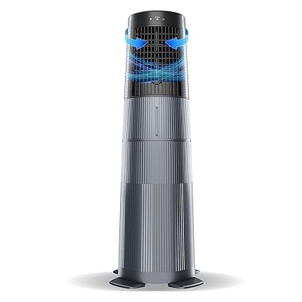 duet i s Personal Tower Cooling Fan For Home and Office with Honeycomb Pad, Powerful Blower, Auto Rotation and Low Power Consumption (6L, Grey)