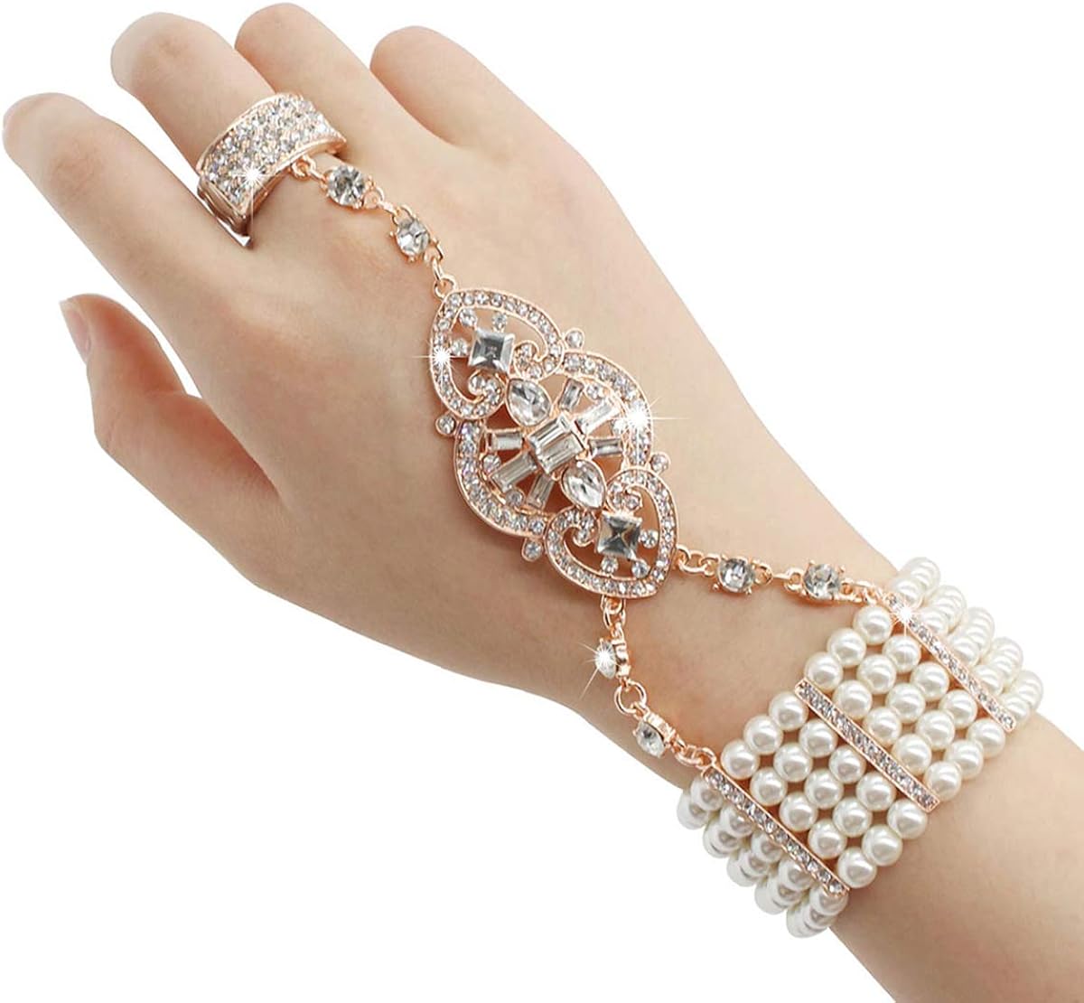 HAMIST 1920s Accessories Set Flapper Costume For Women Headband Gloves Cigarette Holder Necklace Bracelets