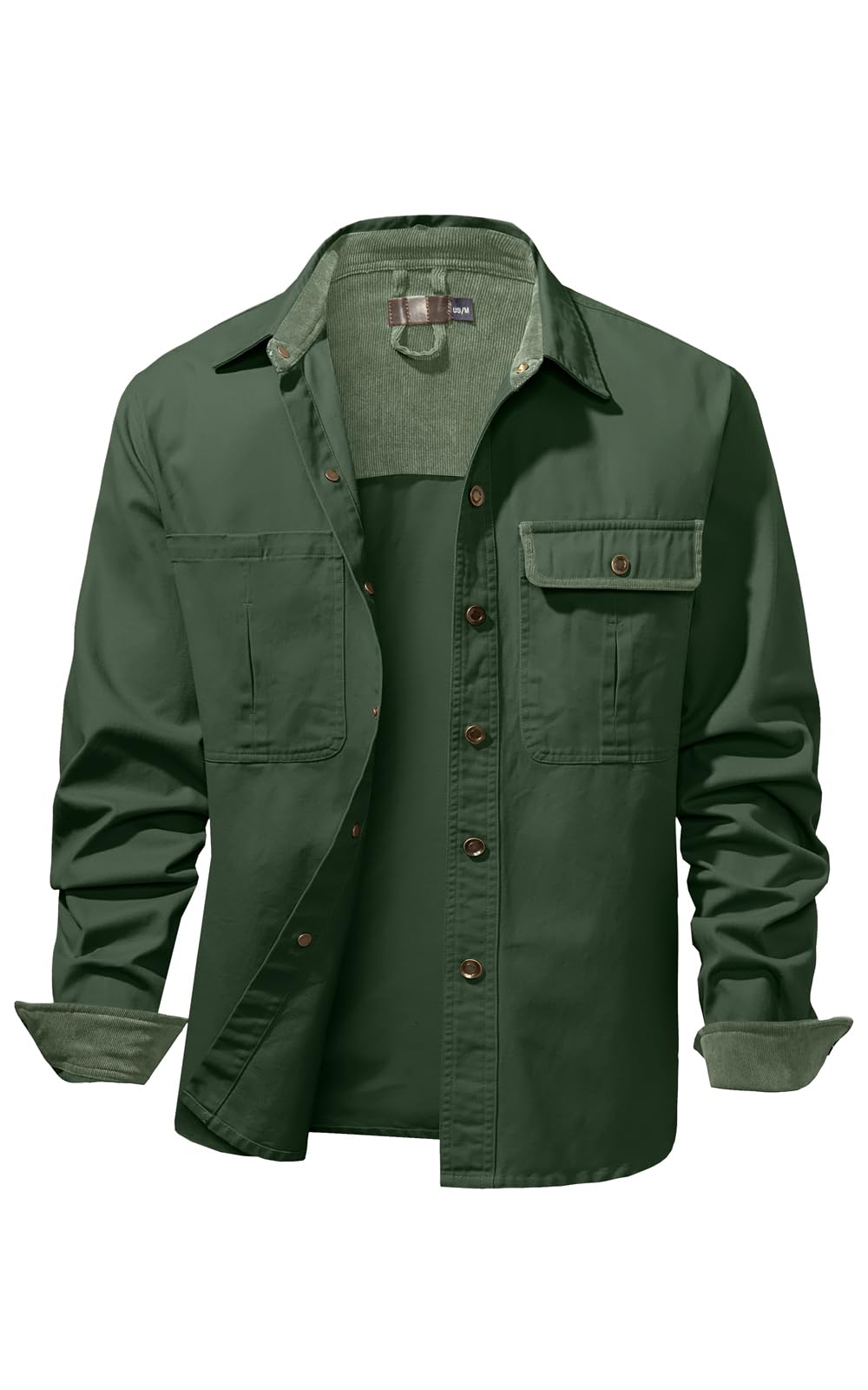 NEWHALLMen's All Cotton Long Sleeve Button Down Shirt, Corduroy Contrast Durable Shirt