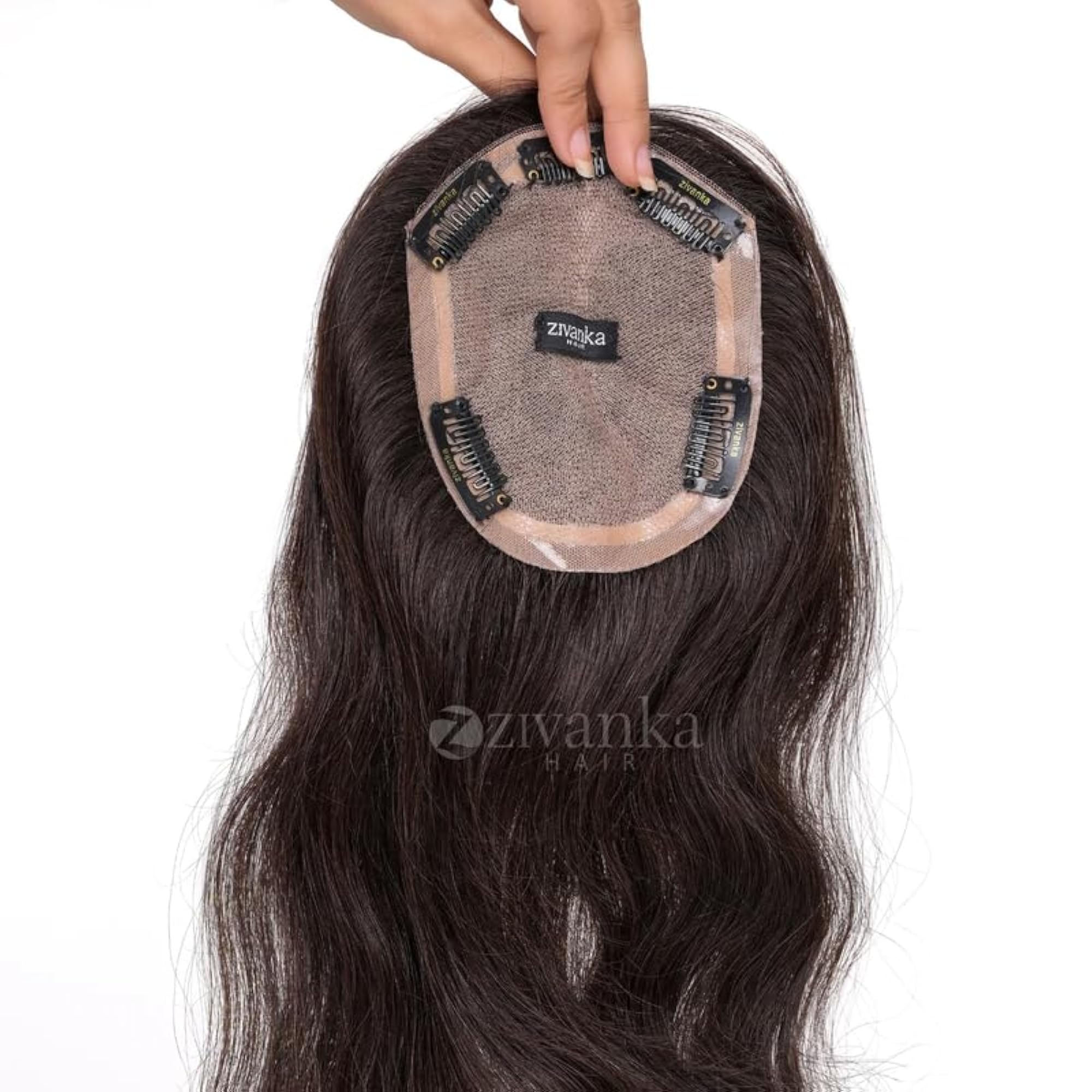 Hair Premium Silk Hair Topper 4" x 5" Wavy Natural Black