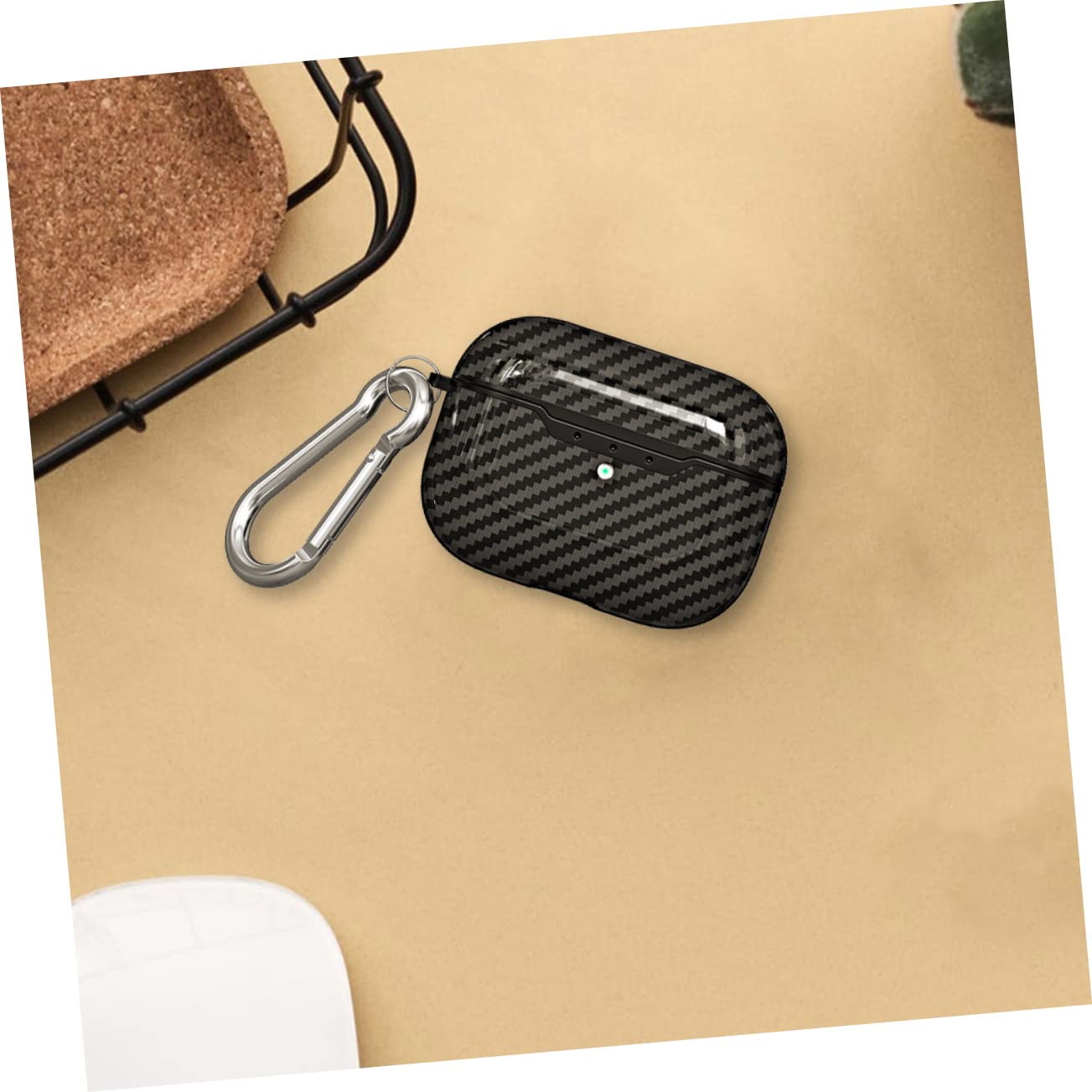 HOMSFOU 4piezas Funda para Pro Textura De Fibra De Carbono Protector De Auriculares Inalámbricos Resistente Rayones y Polvo Accesorio Moderno y Elegante