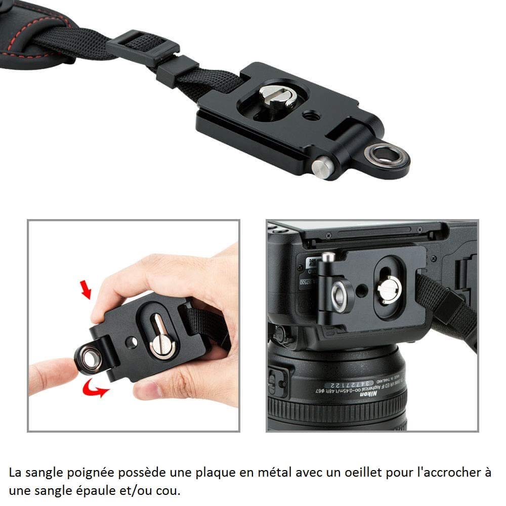 Sangle de main JJC HS-PRO1M pour Reflex Numérique - Noir avec coutures noires