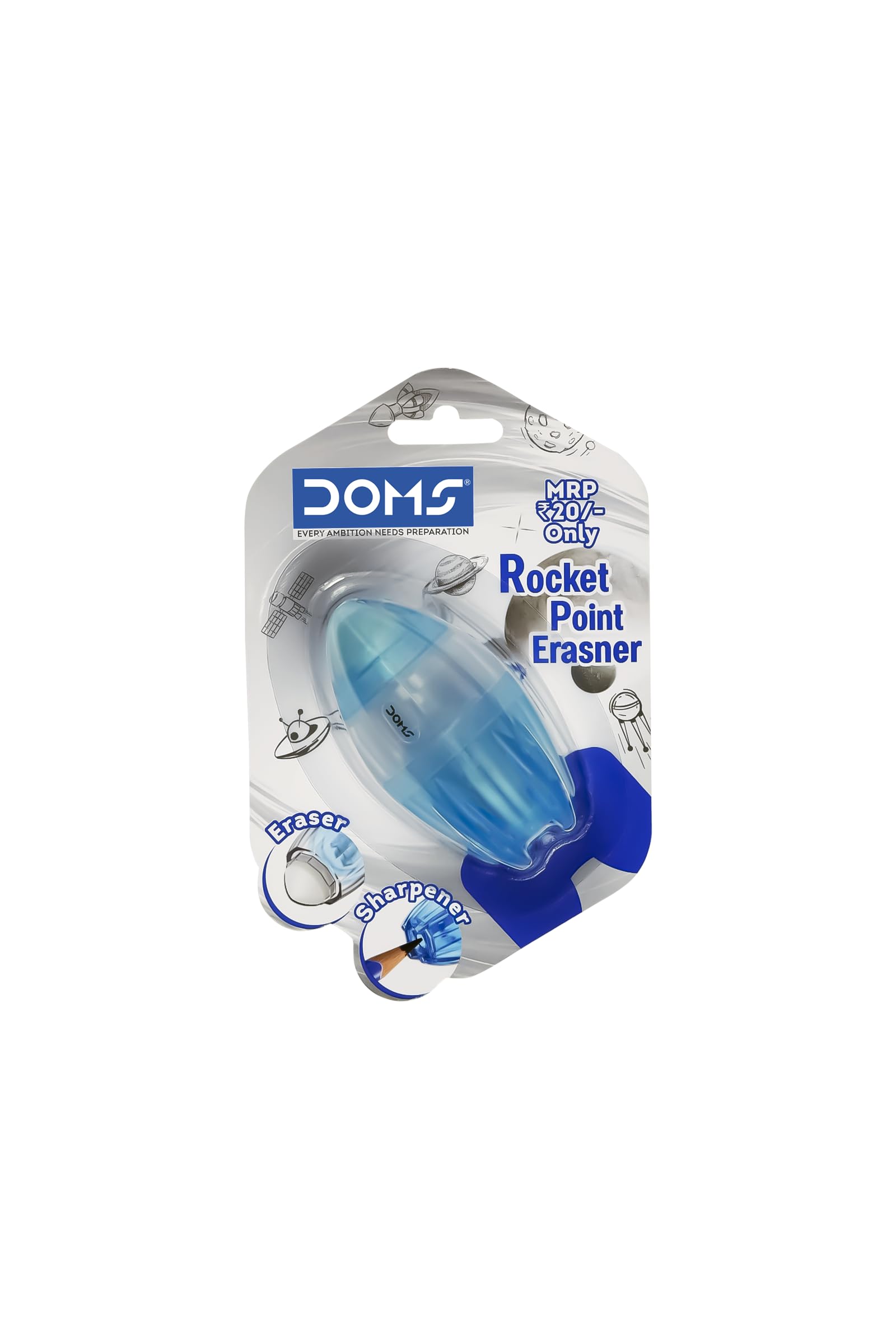 Doms Non Toxic Rocket Point Erasner | Non Toxic & Safe For Childrens | Easy Holding For ComFortable Erasing & Sharpning | Soft Dust Free Erasner | Pack of 5 - Image 8 thumbnail