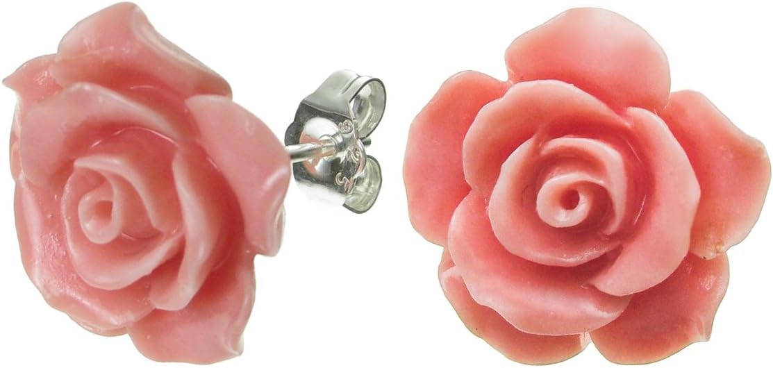 Boucles D'Oreilles En Corail Composite De Couleur Rose - Neuf Sans Emballage