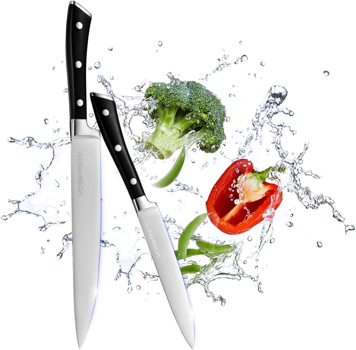 VOSIN Paring Knife Set,2 Piece Melon Knife,3Cr13 Stainless Steel Fruit Knife,Stain & Corrosion Resistant Chef Knives Kitchen knives Sets