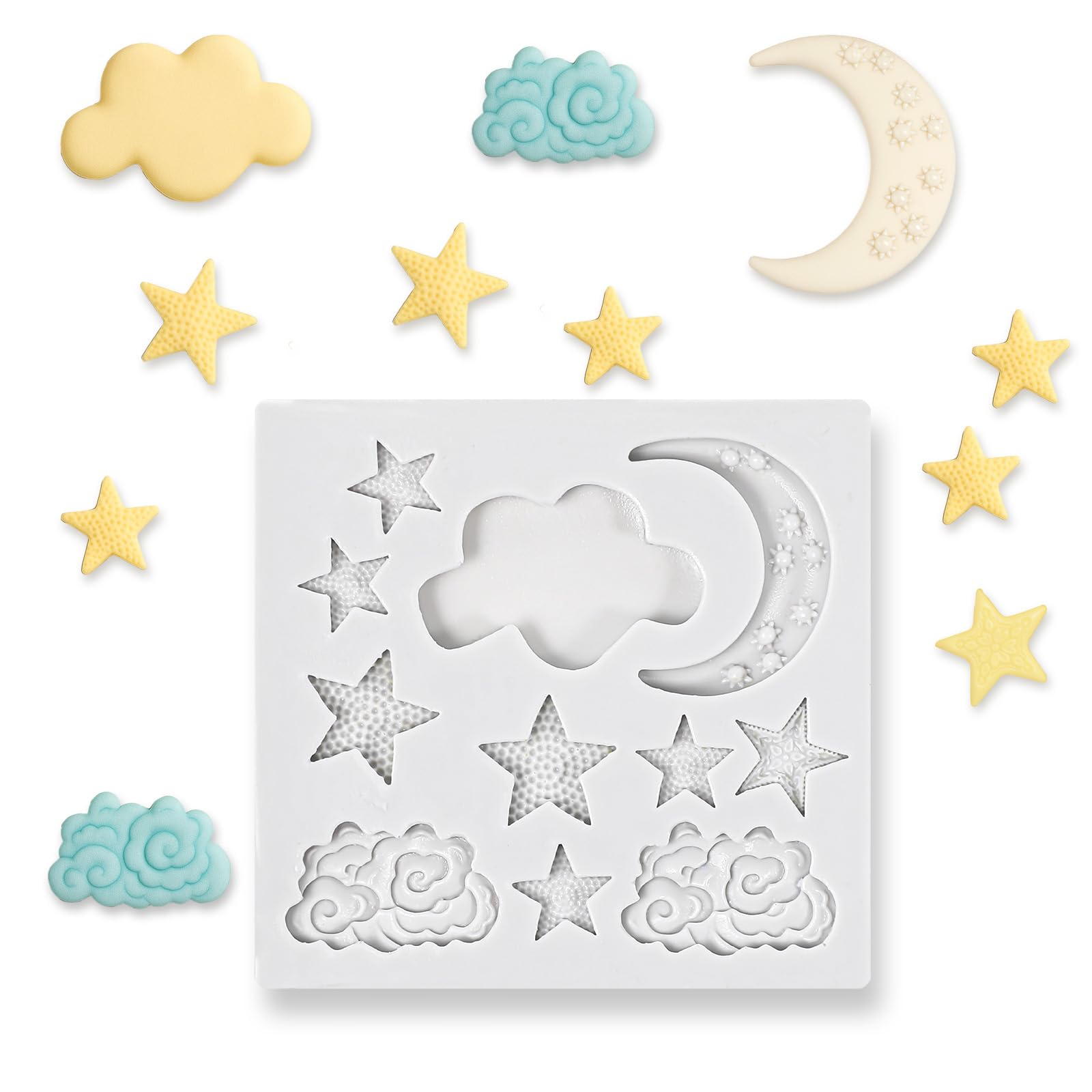 1 Pc Chocolate Molds Silicone, Star Moon and Cloud Shapes Silicone Mold, Cute Candy Making Mold for Fondant, Candy, Cake Decorating, DIY Baking Making