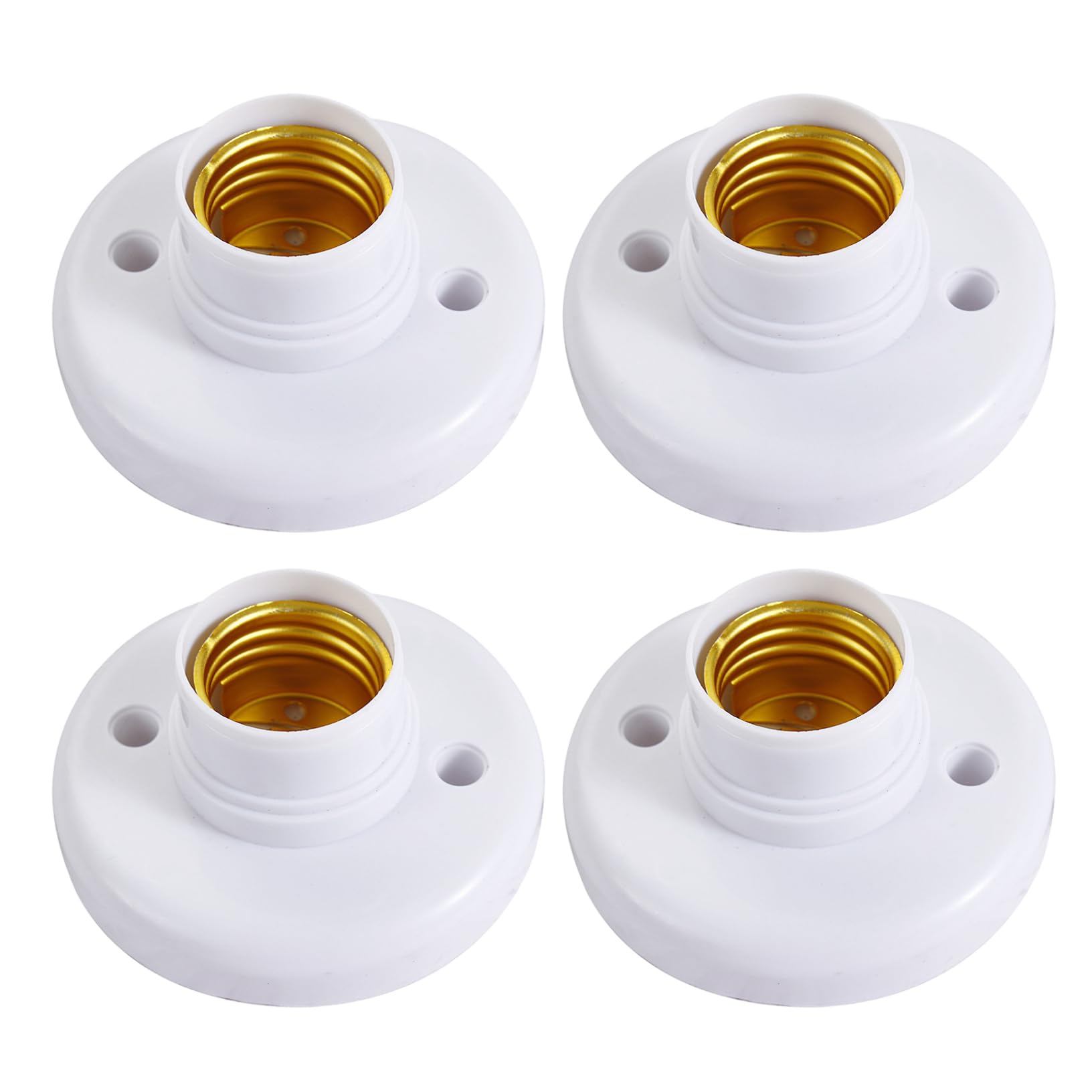 Light Bulb Holder, 4Pcs Light Bulb Socket, E27 Round Plastic Lamp Holder, for Wall Ceiling, Socket