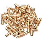 VENTRAL PEX Fittings, 10 3/4 x 3/4 x 3/4 Inch PEX Barbed Tee Connector Fitting Crimp Brass for PEX Pipe Tubing, No Lead