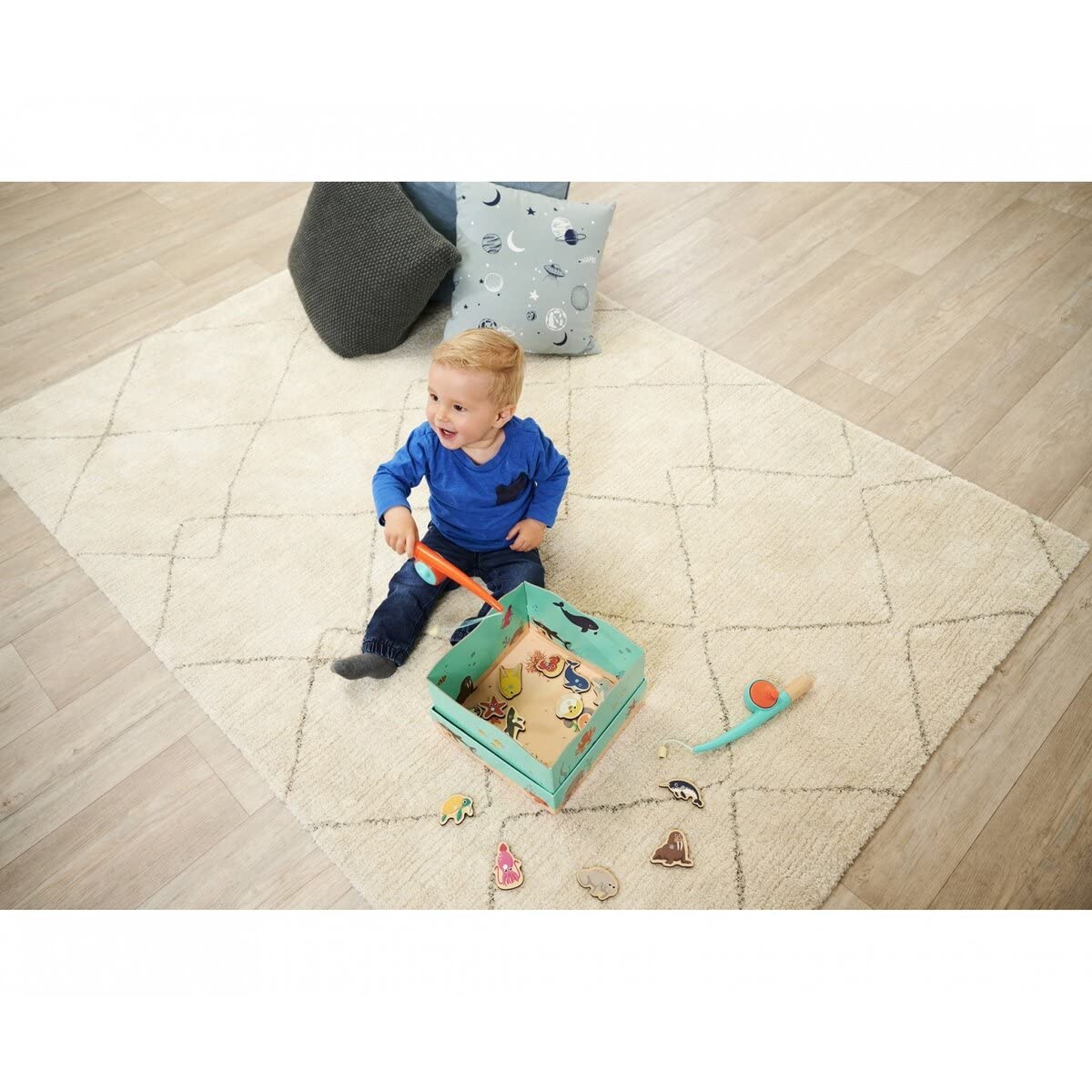 Jeu de pêche magnétique à double couche avec 4 cannes, jeu de société rotatif musical Jeu de pêche magnétique à double couche avec 4 cannes, jeu de société rotatif musical