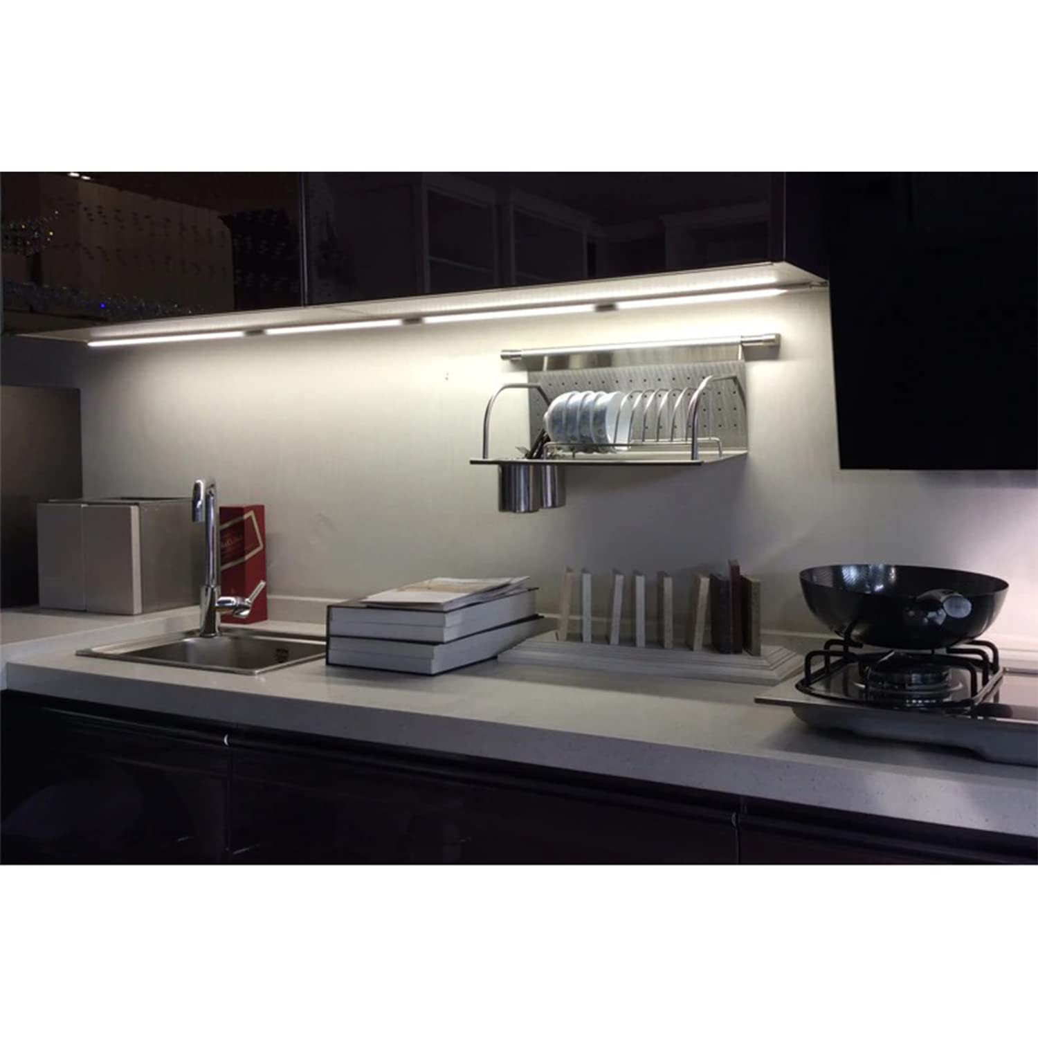 Lampada Sottopensile LED 30cm 8W - 800Lumen, 4000K Naturale, Con Interruttore E Prese - Per Cucina - Foto 9