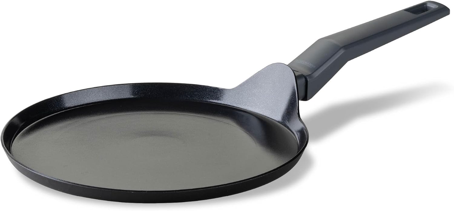 FACKELMANN Crepe Pan 25 cm Statement - Ceramic Coated Flat Pan - Recycled Aluminium with Non-Stick Coating - for All Hobs Including Induction, PFAS-Free