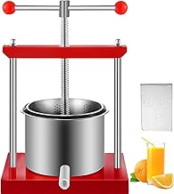 VEVOR Wine Presser, 1.5Gal/5.5L Grape Press for Wine Making, Wine Press Machine w/Dual Stainless Steel Barrels, Wine Cheese Fruit Vegetable Tincture Press w/Power Ball Handle & 0.1"/3 mm Thick Plate