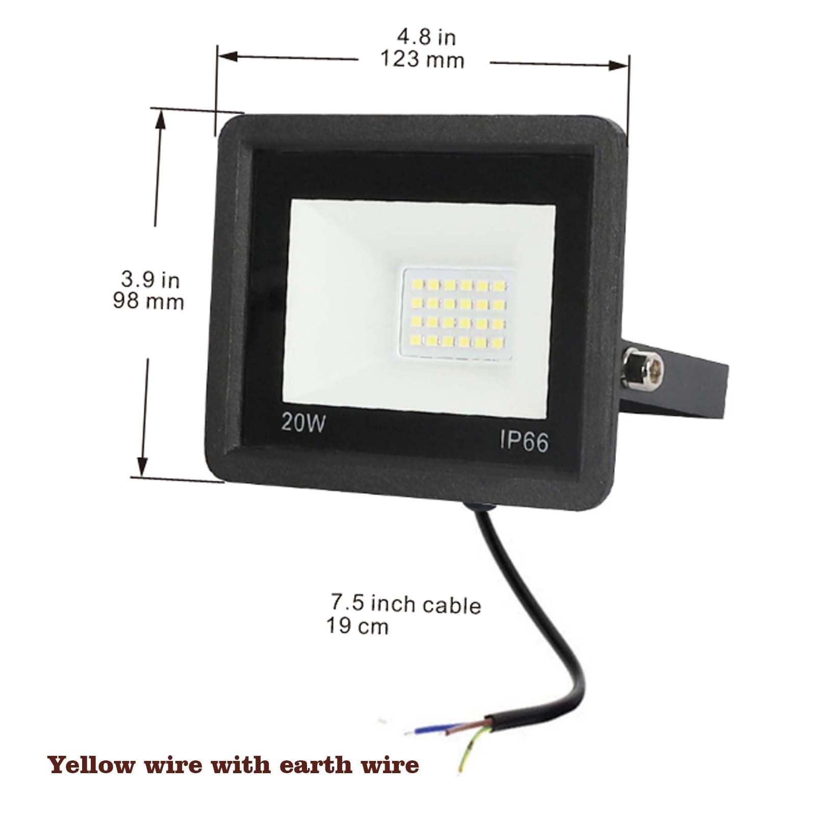 arsglaci 20W Outdoor Spotlight Flood Light, 6000K White IP66 Waterproof Super Bright Wall Light - Image 2