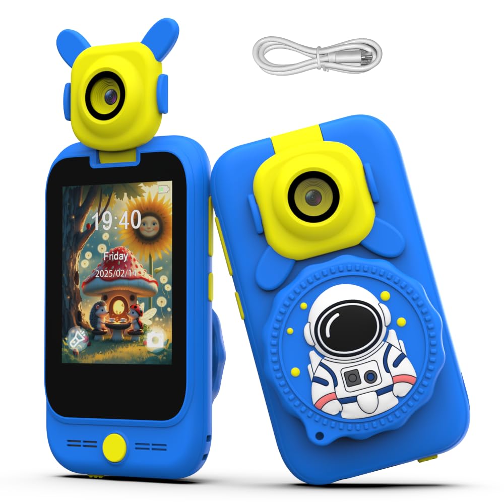 Kids 2-in-1 Camera & Microscope Toy,200X Magnification Microscope,Flip Photo Lens for Kids Camera,2.8" Touchscreen STEM Science Educational Toy for 3-12 Boys Girls,No TF Memory Card Included,Blue