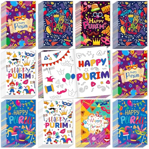 Livre de coloriage pour enfants Purim Cholemy : lot de 60 mini livrets de dessin de fête juive
