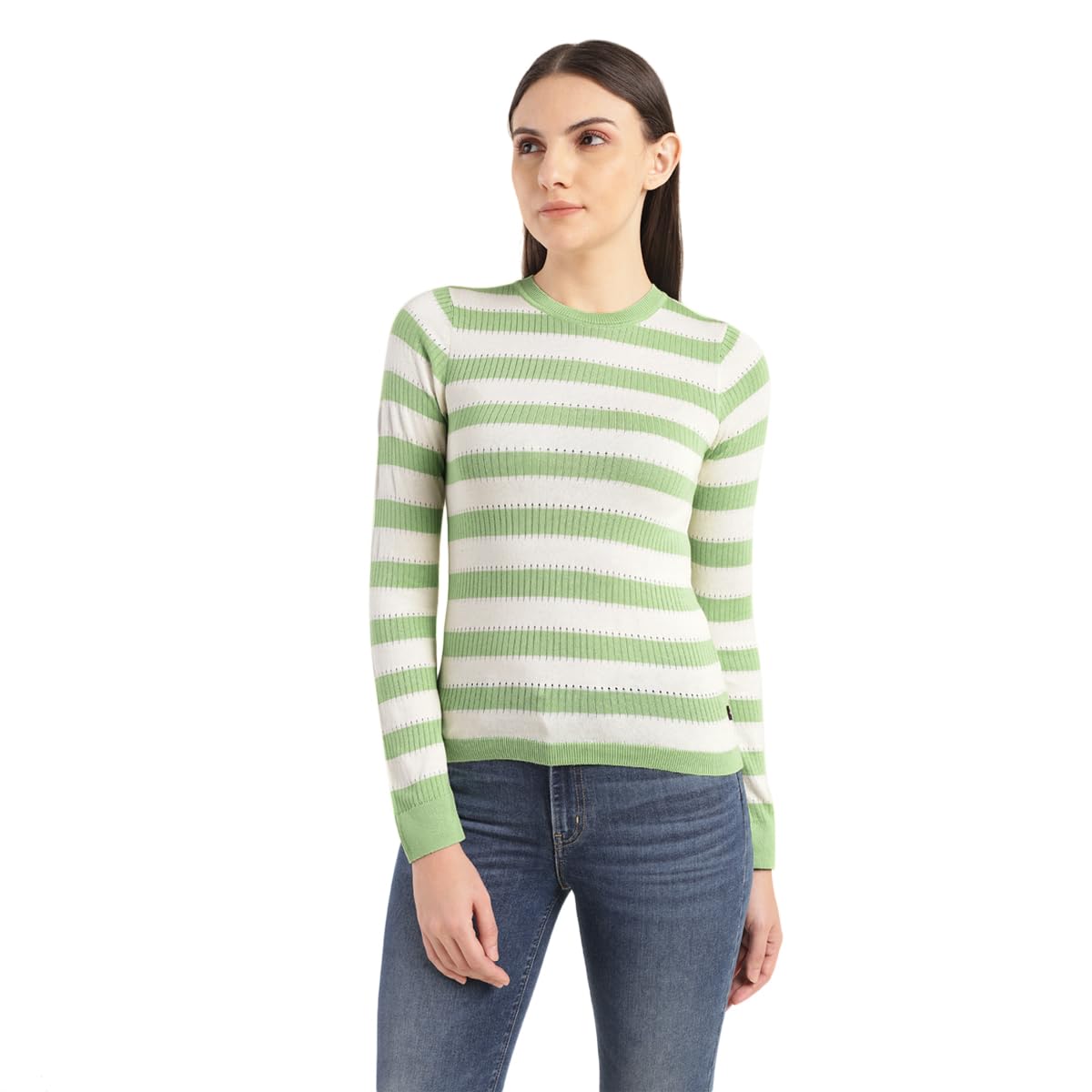 Women Cotton Blend Round Neck Sweater-image-30