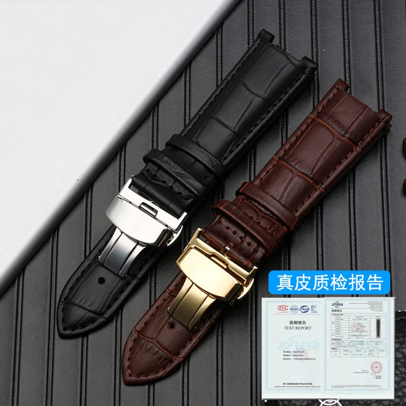 Bracelet de montre 22mm cuir véritable sangle boucle papillon - 2