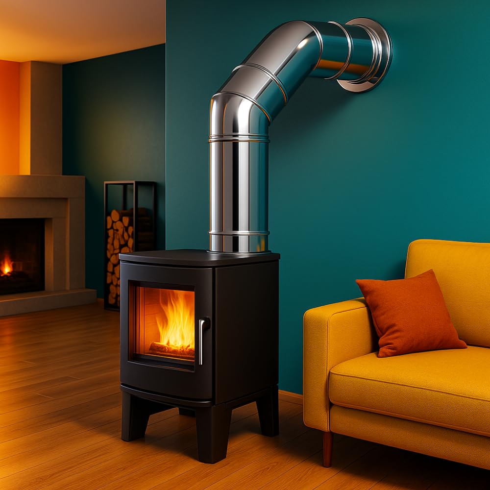 FORTUNATO Curva 90° per Canna Fumaria, Doppia Parete, Diametro 180/230 mm, Acciaio Inox AISI 316L/304 Spessore 0,5 mm