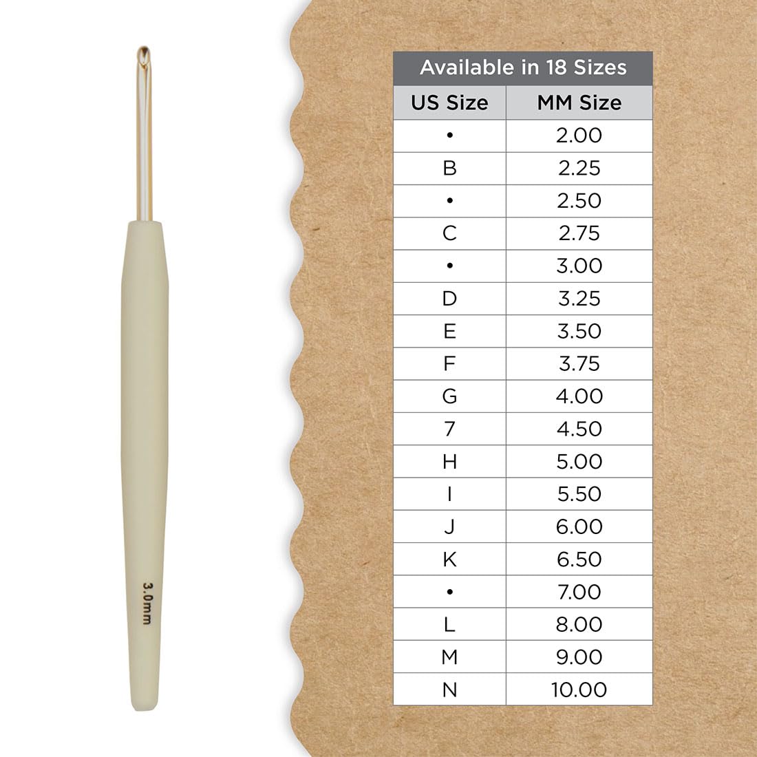 Knitter's Pride Pearl Aluminium Crochet Hook 3.00 mm - 1 piece, Beige with Silver Tip - Image 4