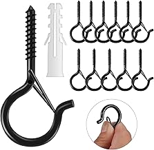 Esteopt Screw-in Hooks, Q-Hanger Hooks, Screw Hooks for Outdoor String Lights Plants, Birdcage, Feeders, Christmas Decor, Mounted on Ceiling or Wall (Black-12pcs)