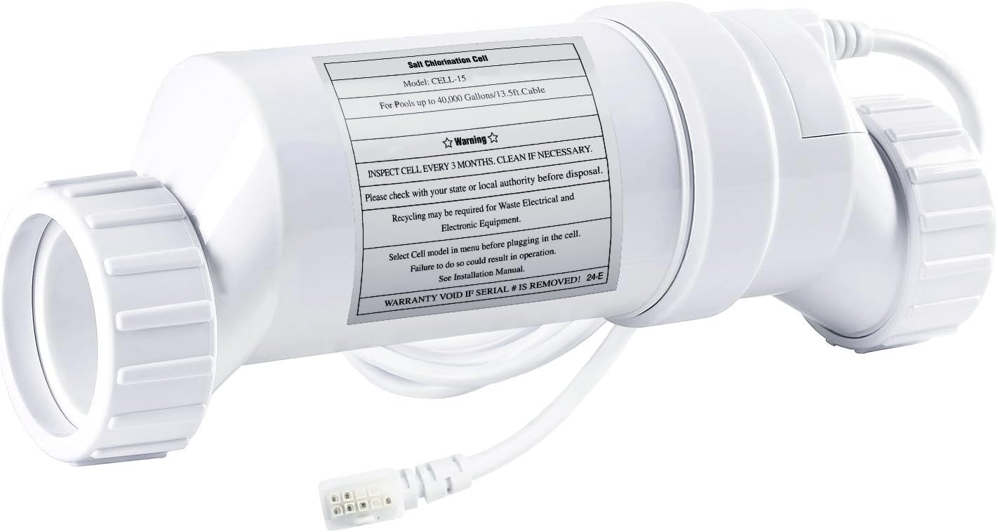Salt Water Pool Chlorinator System, Salt Cell up to 40,000 Gallons Pool Fit for Hayward T-Cell-15, for In-Ground Swimming,Provides Adequate Chlorine Gas and Correct Reading of Salt Levels