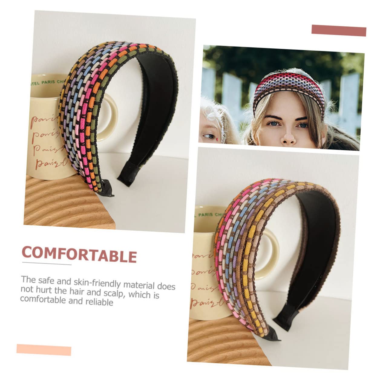 FRCOLOR 6 Piezas Diadema De Ala Ancha Diademas Versátiles Diademas Portátiles Bandas Anchas Para La Cabeza Trenzadas Para Anchas Para Tela
