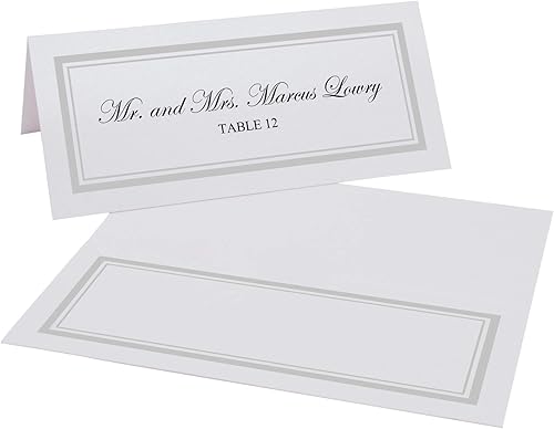 Miniatura 2 de Tarjetas de lugar imprimibles de doble línea, color plateado (elige color), juego de 60 (10 hojas), impresoras láser y de inyección de tinta, bodas,