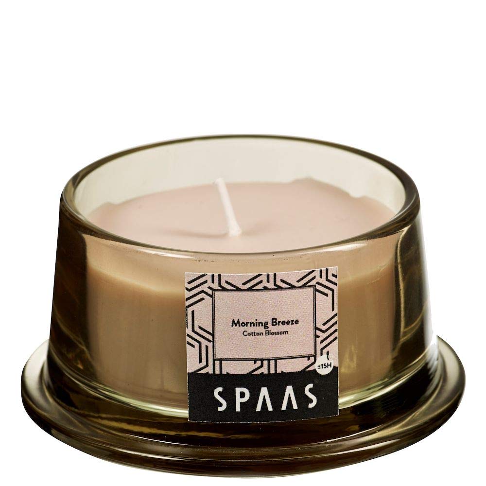 Spaas Scented Candle in Low Glass, 15 Hours, Morning Breeze
