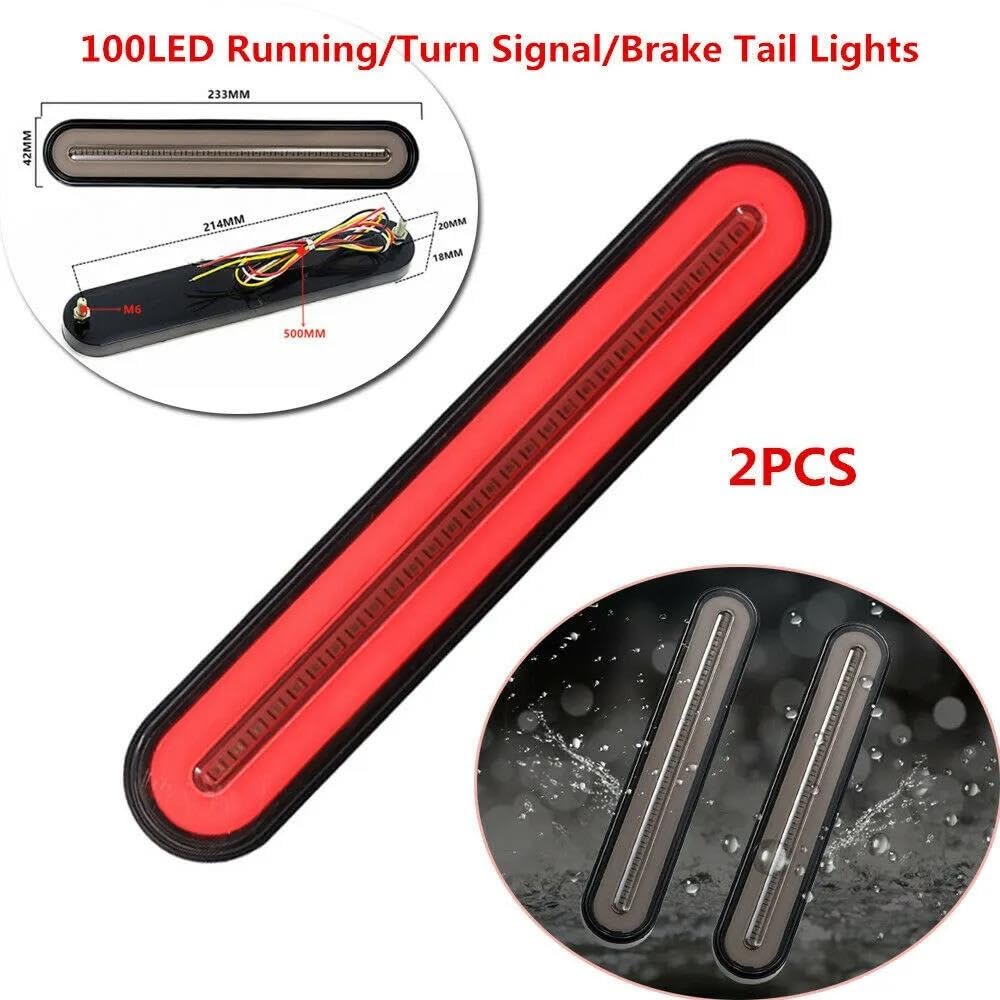 Piloto Trasero Faros Traseros Luz LED 4 En 1 para Remolque Camión Luz LED Resistente Al Agua Luz Trasera LED Roja Y Amarilla para RV Accesorios Luz De Señal Fluida 3D 100LED(3 in 1,2 Piezas)