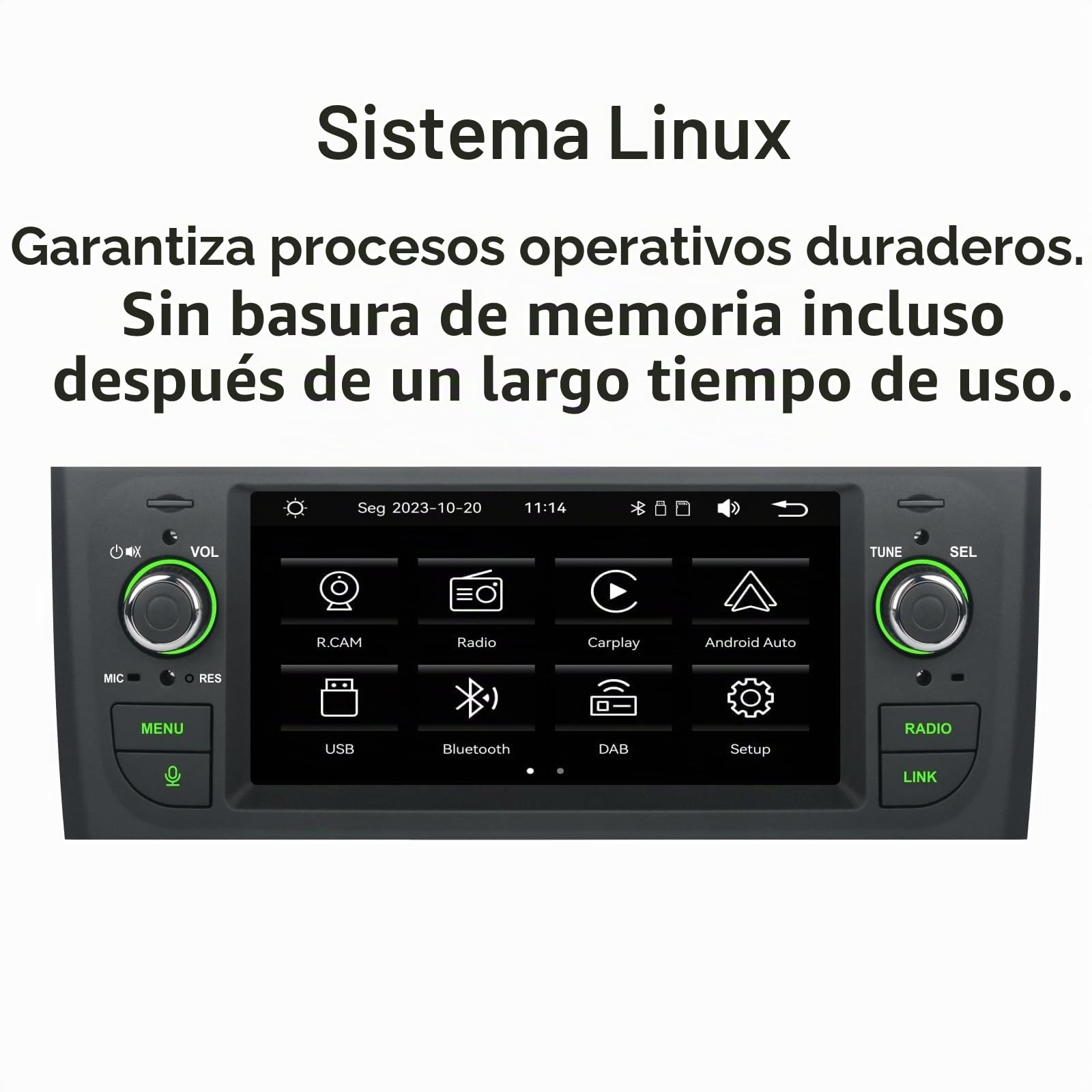 Bluetooth con Inalámbrico CarPlay Android Auto Pantalla para Fiat Punto 2005-2009 Fiat Linea 2007-2011 Radio Coche