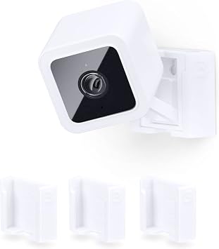 BRAINWAVZ 3 Pack Wall Mount for Wyze Cam V3 & V4, Adhesive VHB Stick On - Easy to Install, No Tools Needed, No Mess, No Drilling, Strong Adhesive Mount, White