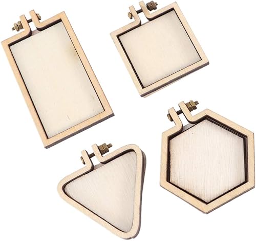 COHEALI 5 piezas de conectores de joyería, marco de cuentas, aro de madera, decoración cuadrada, hexagonal geométrica y estilo de manualidades,