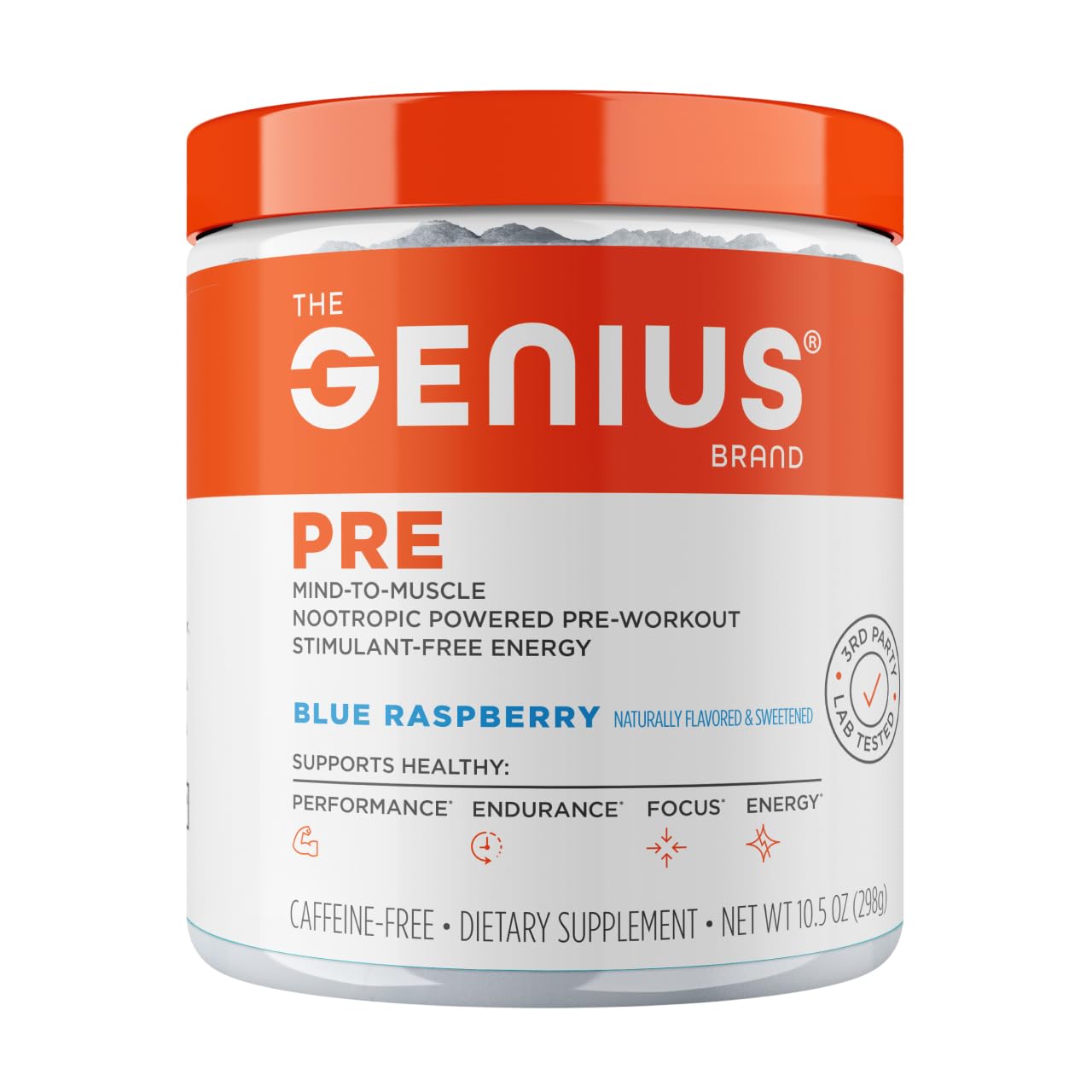 The Genius BrandGenius Pre - Clean Pre-Workout Powder for Energy, Focus & Fitness Support - No Artificial Flavors, Preservatives, or Proprietary Blends - Non-GMO - 20 Servings - Blue Raspberry